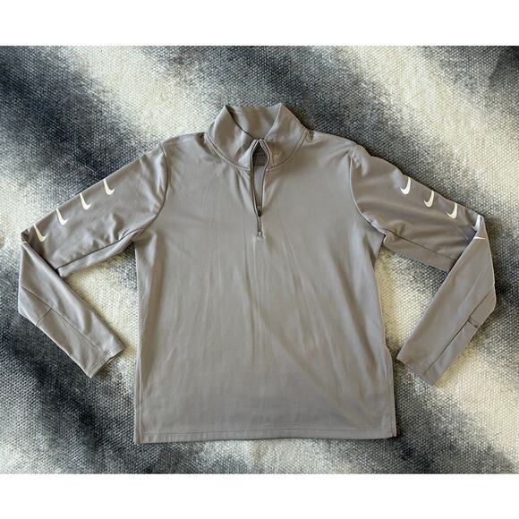 Nike Gray Fitted Ribbed Polo Sweatshirt - Picture 1 of 11